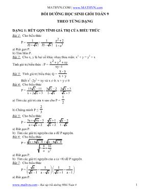 Bồi dưỡng học sinh giỏi Toán 9 theo từng dạng